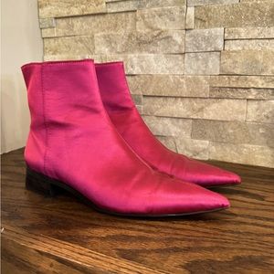 Zara Pink Satin Ankle Boots
